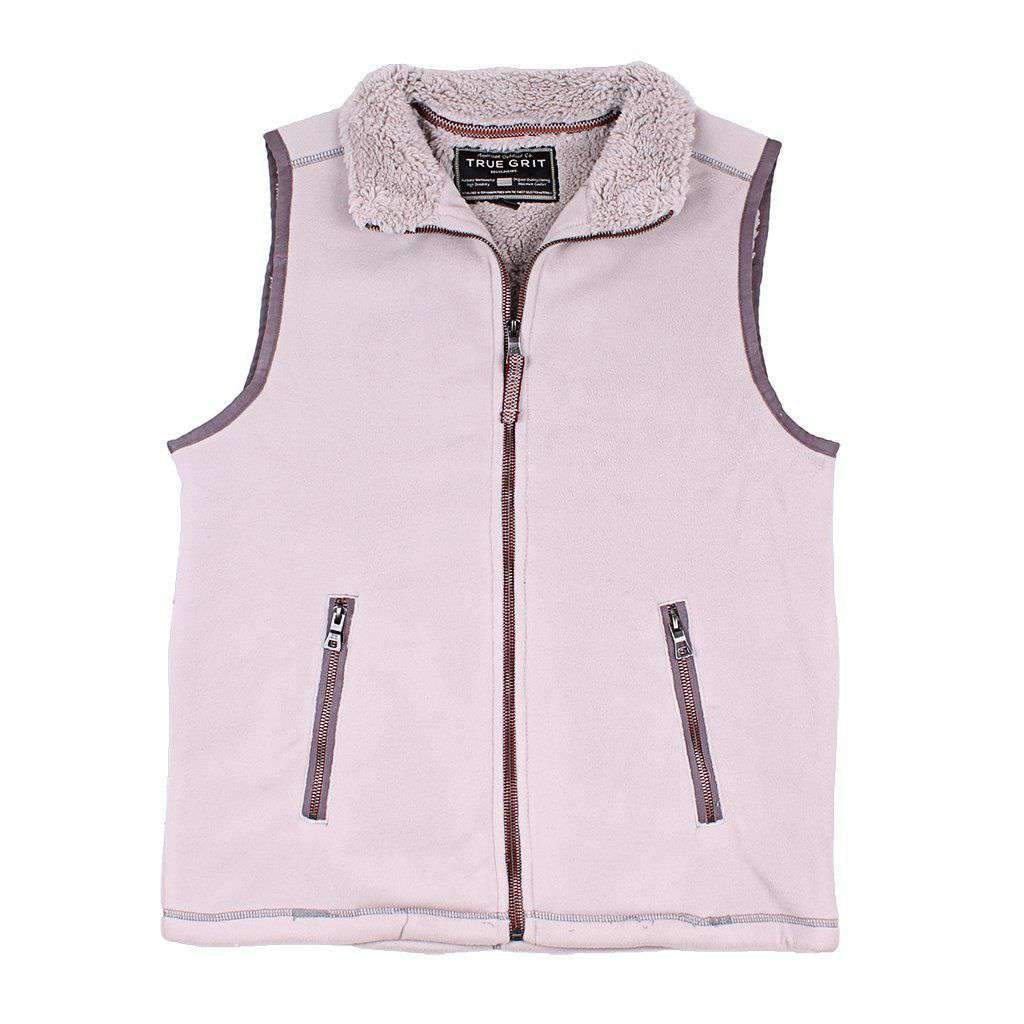 Bonded Polar Fleece & Sherpa Lined Vest in Faded Heather by True Grit - Country Club Prep