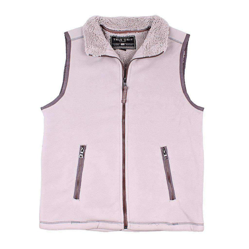 Bonded Polar Fleece & Sherpa Lined Vest in Faded Heather by True Grit - Country Club Prep