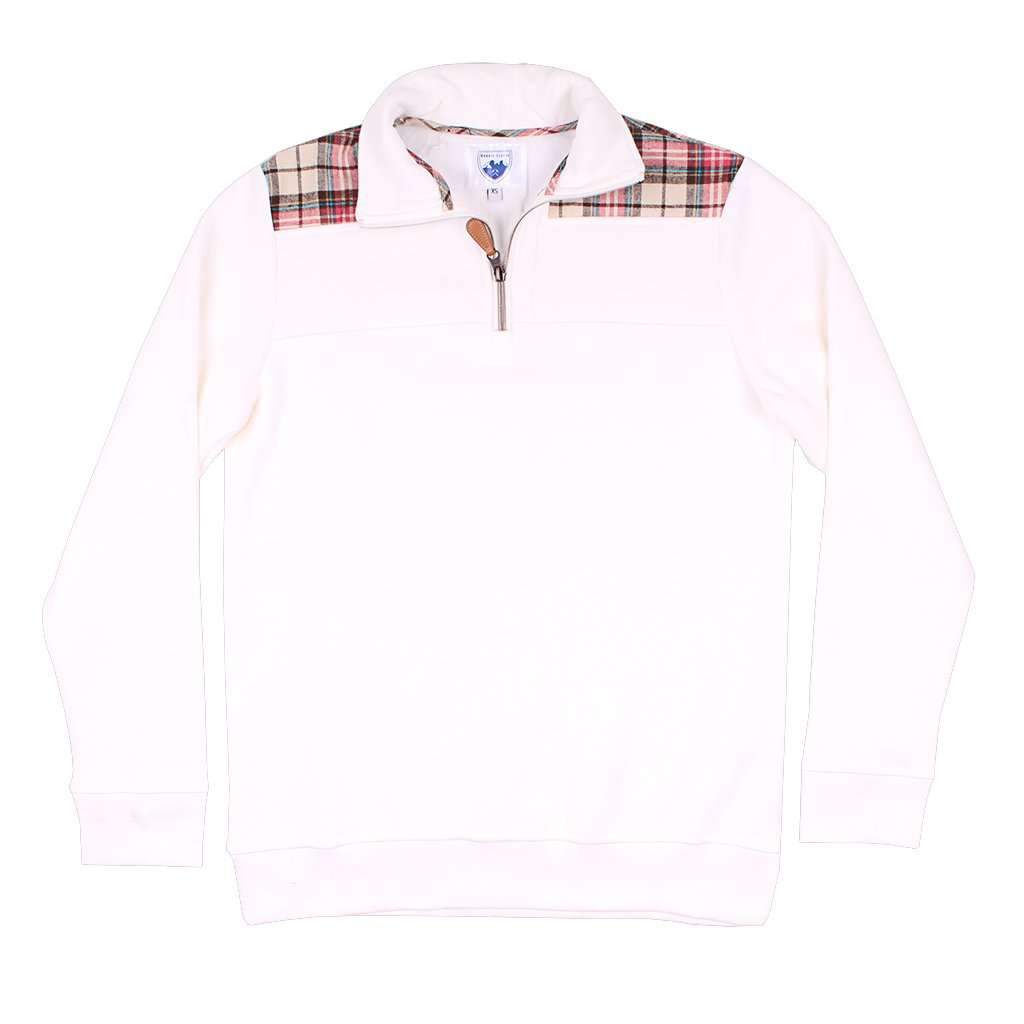 The Uppsala Pullover in White with Plaid by Nordic Fleece - Country Club Prep