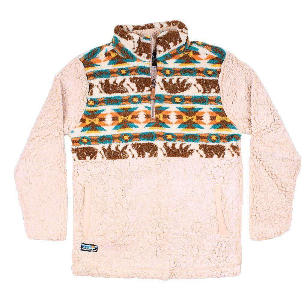 Bear Sherpa Pullover in Cream by Simply Southern - Country Club Prep