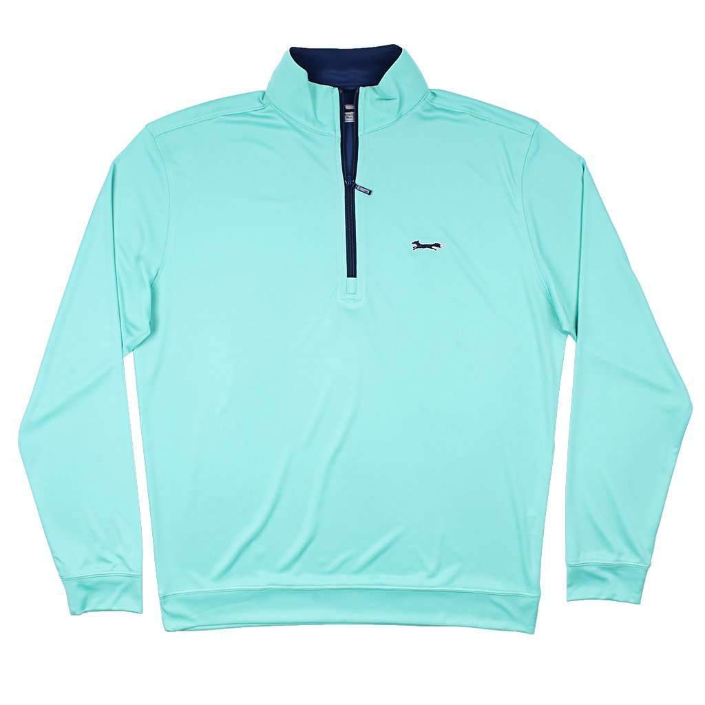 Longshanks 1/4 Performance Pullover in Florida Green & Navy by Country Club Prep - Country Club Prep