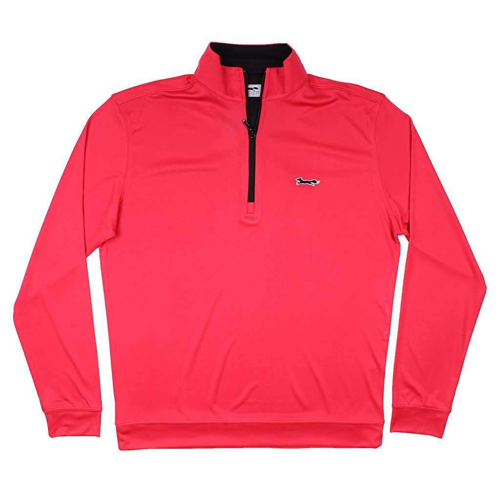 Country Club Prep Longshanks 1/4 Performance Pullover in Red & Black