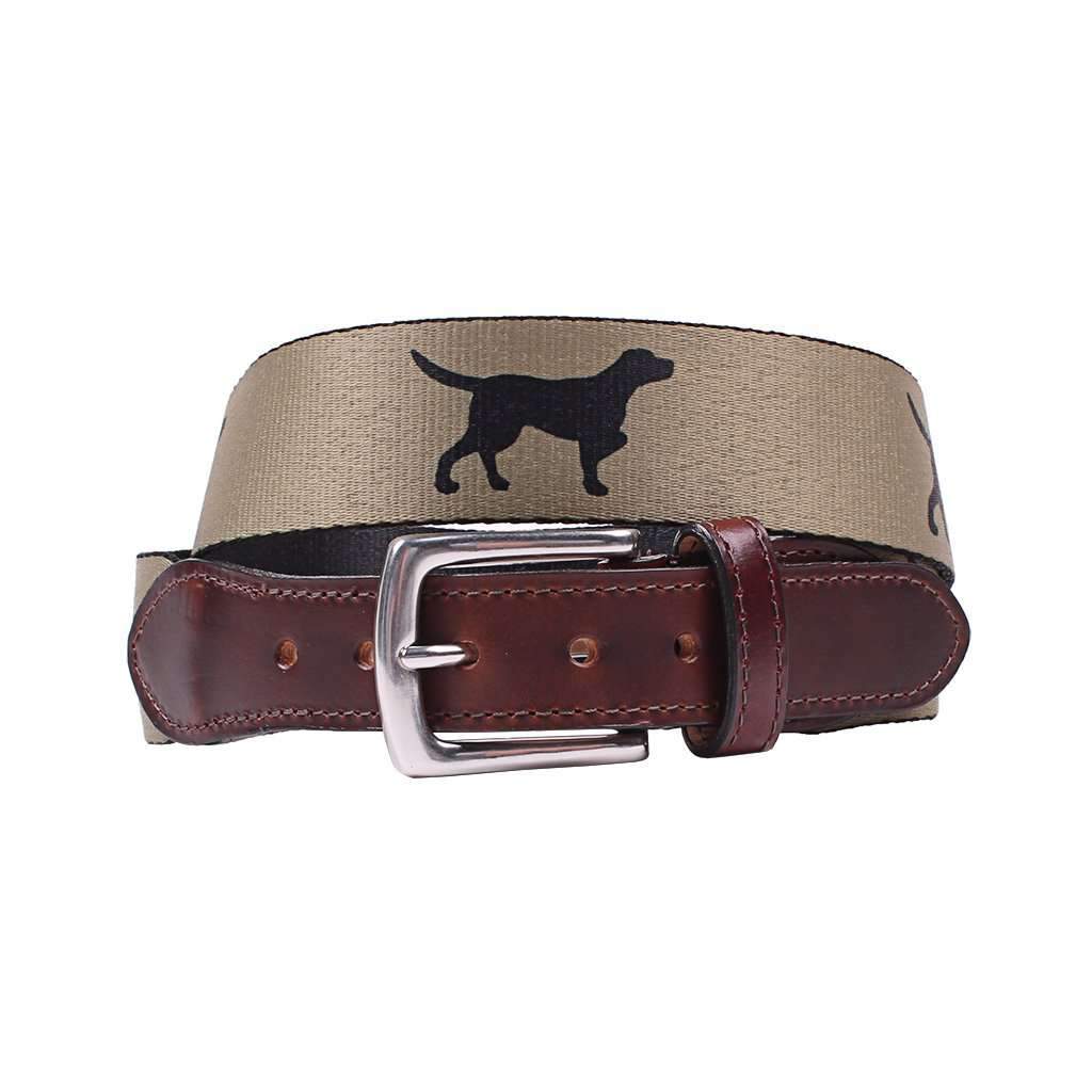 Hampton Belt in Khaki with Black Labs by Country Club Prep - Country Club Prep