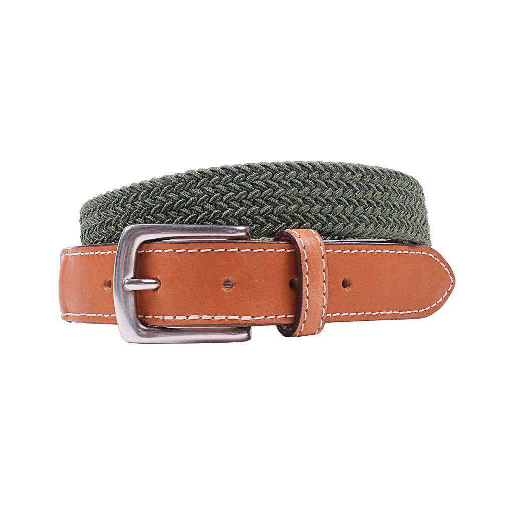 Cooper Elastic Braid Belt in Olive by Country Club Prep - Country Club Prep