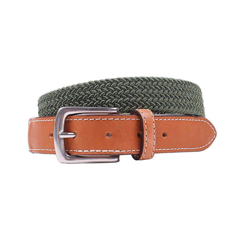 Cooper Elastic Braid Belt in Olive by Country Club Prep - Country Club Prep
