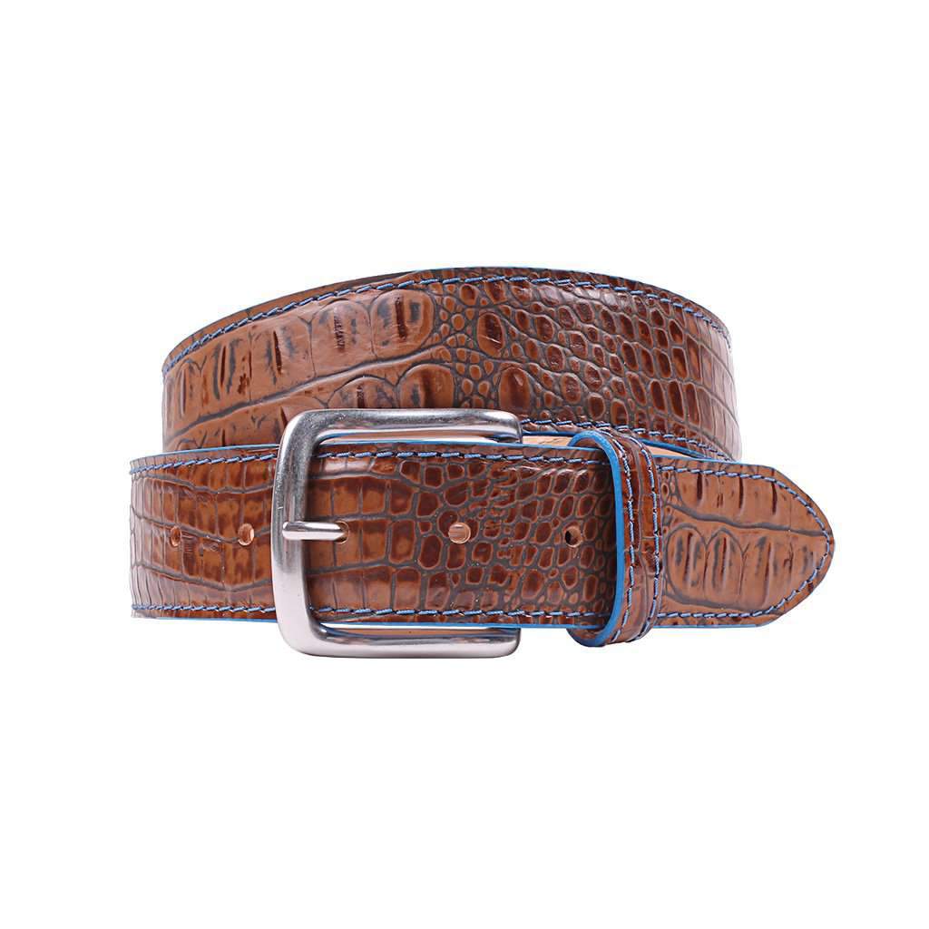 Travis Moc Croc Belt in Briar Brown by Country Club Prep - Country Club Prep