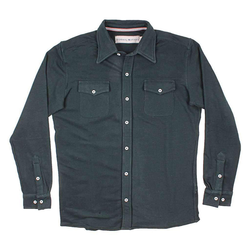 Knit Workman Shirt Jacket in Green Gables by The Normal Brand - Country Club Prep