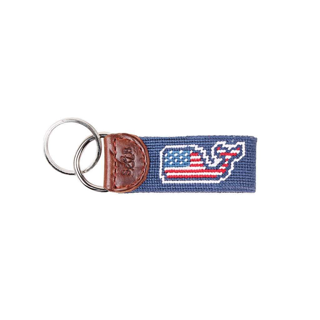 Vineyard Vines American Whale Needlepoint Key Fob in Navy by Smathers & Branson - Country Club Prep
