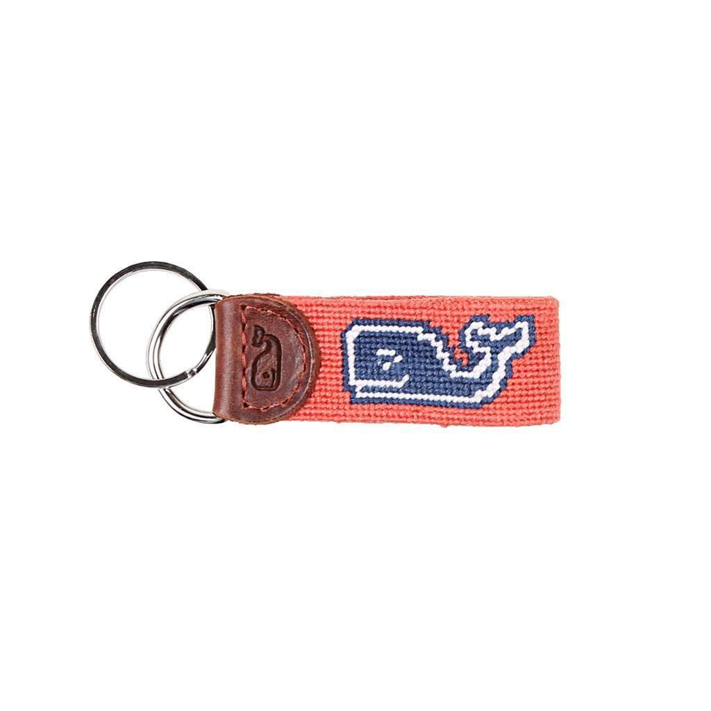 Vineyard Vines Classic Whale Needlepoint Key Fob in Melon by Smathers & Branson - Country Club Prep