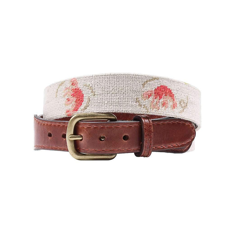 Vineyard Vines Lobster Roll Needlepoint Belt in Light Khaki by Smathers & Branson - Country Club Prep