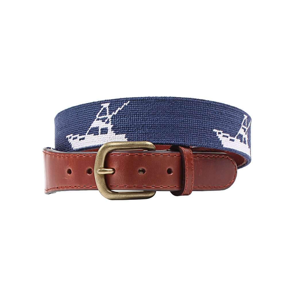 Vineyard Vines Sport Fishing Needlepoint Belt in Navy by Smathers & Branson - Country Club Prep