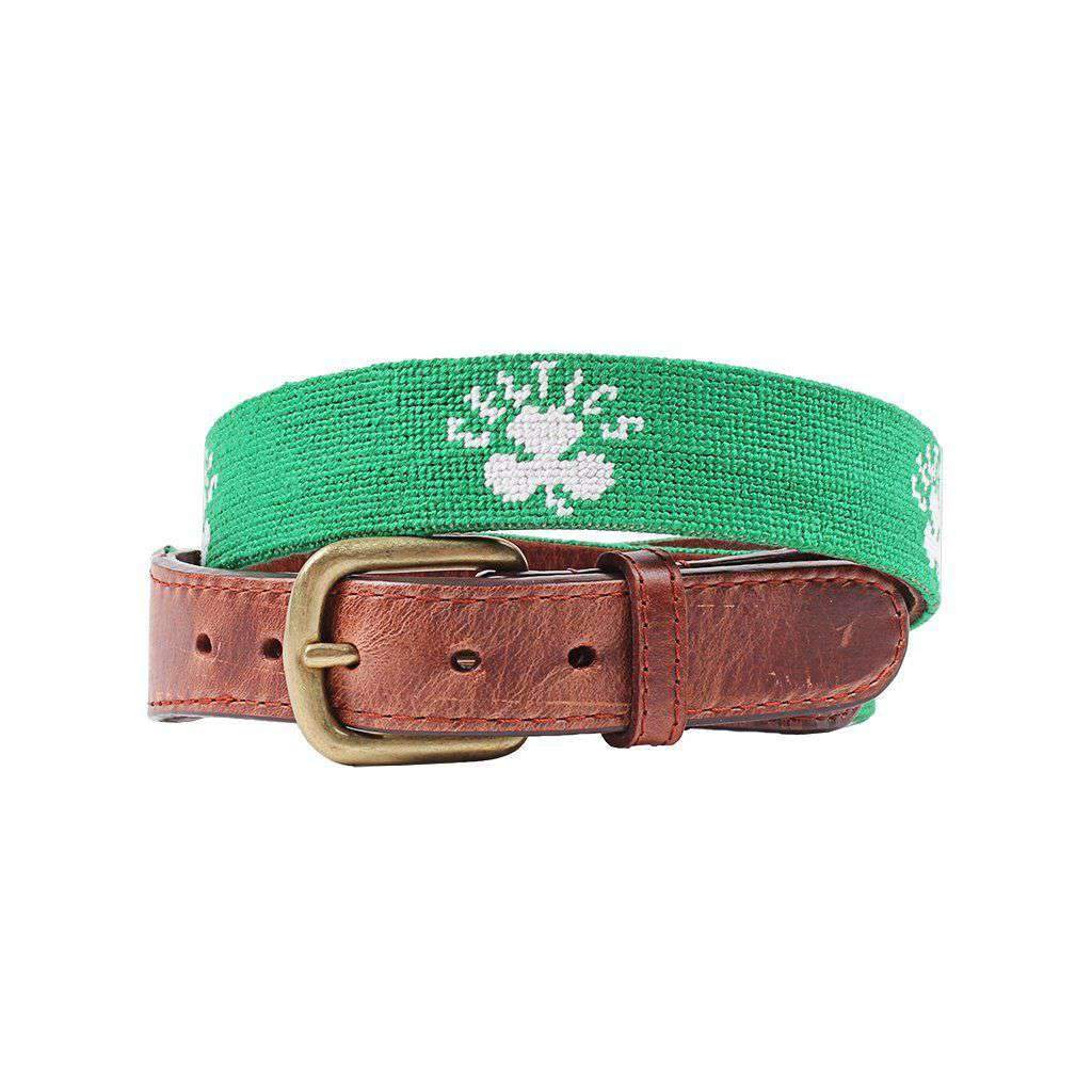 Boston Celtics Needlepoint Belt in Light Emerald by Smathers & Branson - Country Club Prep