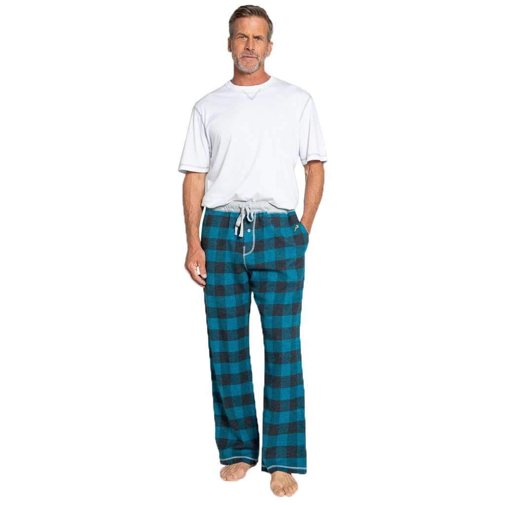 Melange Buffalo Check Flannel Pant in Blue by True Grit - Country Club Prep