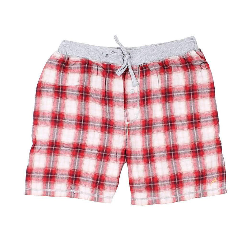 Shadow Plaid Flannel Boxer in Barn Red by True Grit - Country Club Prep