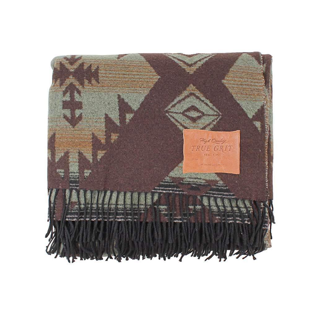 Palamino Fringe Blanket in Olive by True Grit - Country Club Prep