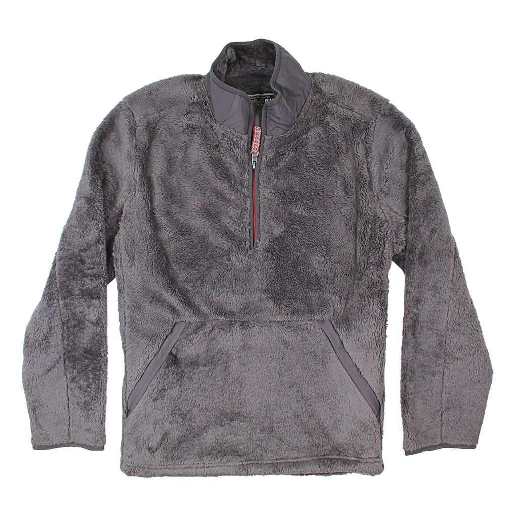 Luxe Double Plush Zip Pullover in Charcoal by True Grit - Country Club Prep