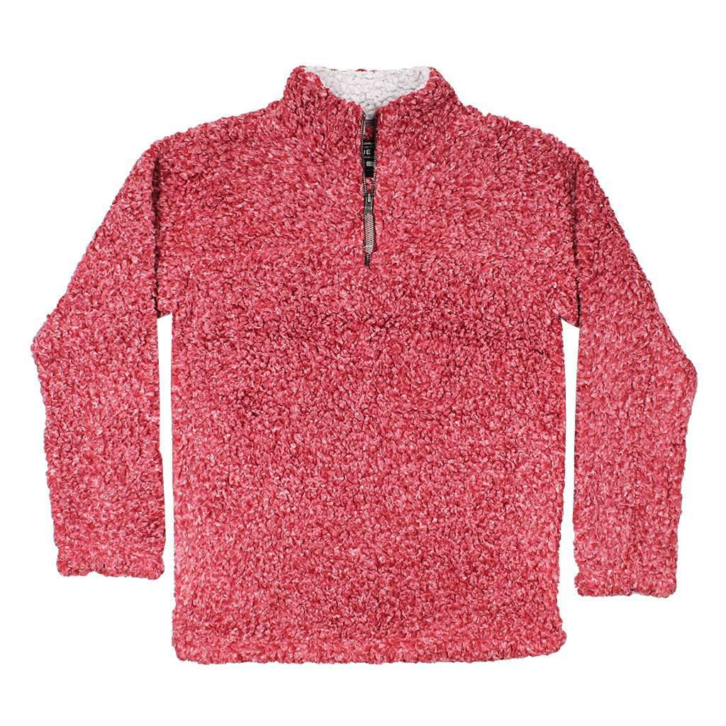 Softest Tip Shearling 1/4 Zip Pullover in Barn Red by True Grit - Country Club Prep