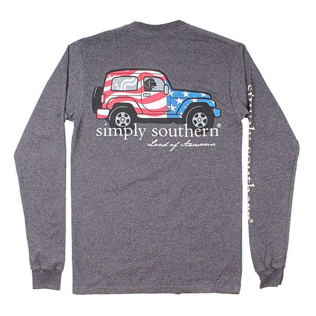 American Flag Truck Tee in Dark Heather Grey by Simply Southern - Country Club Prep
