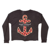 Shortie Anchor Tee in Black by Simply Southern - Country Club Prep