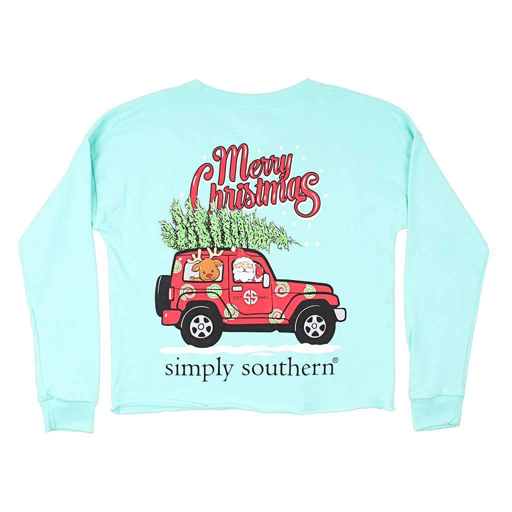 Shortie Merry Christmas Tee in Celedon by Simply Southern - Country Club Prep