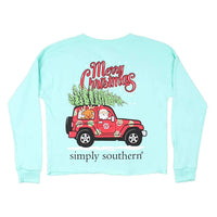 Shortie Merry Christmas Tee in Celedon by Simply Southern - Country Club Prep