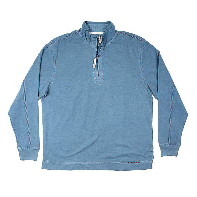 Cashmere Heather Fleece Zip Pullover in River by True Grit - Country Club Prep
