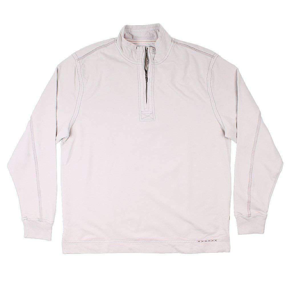 Cashmere Heather Fleece Zip Pullover in Smoke by True Grit - Country Club Prep