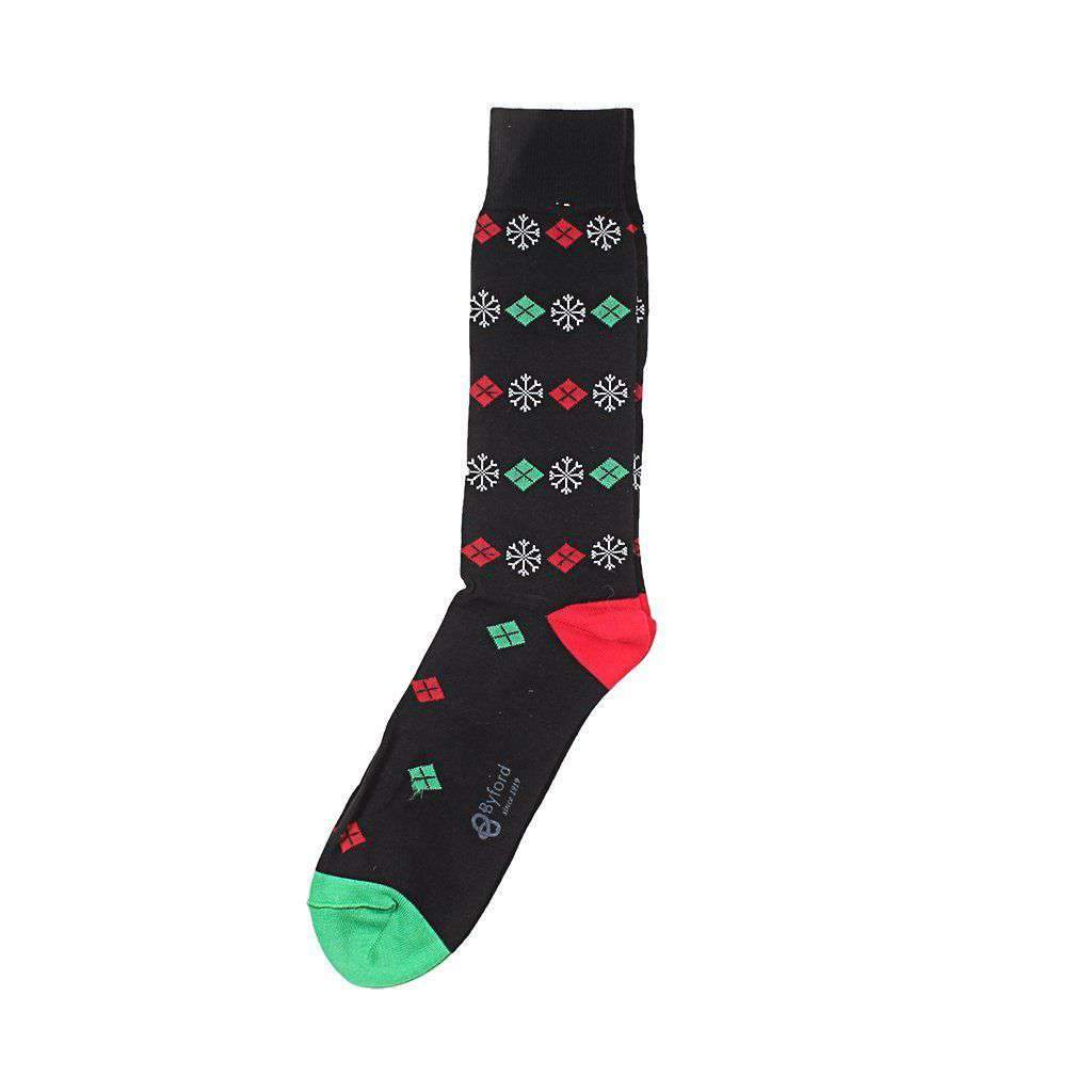 Argyles & Snowflakes Socks in Black by Byford - Country Club Prep