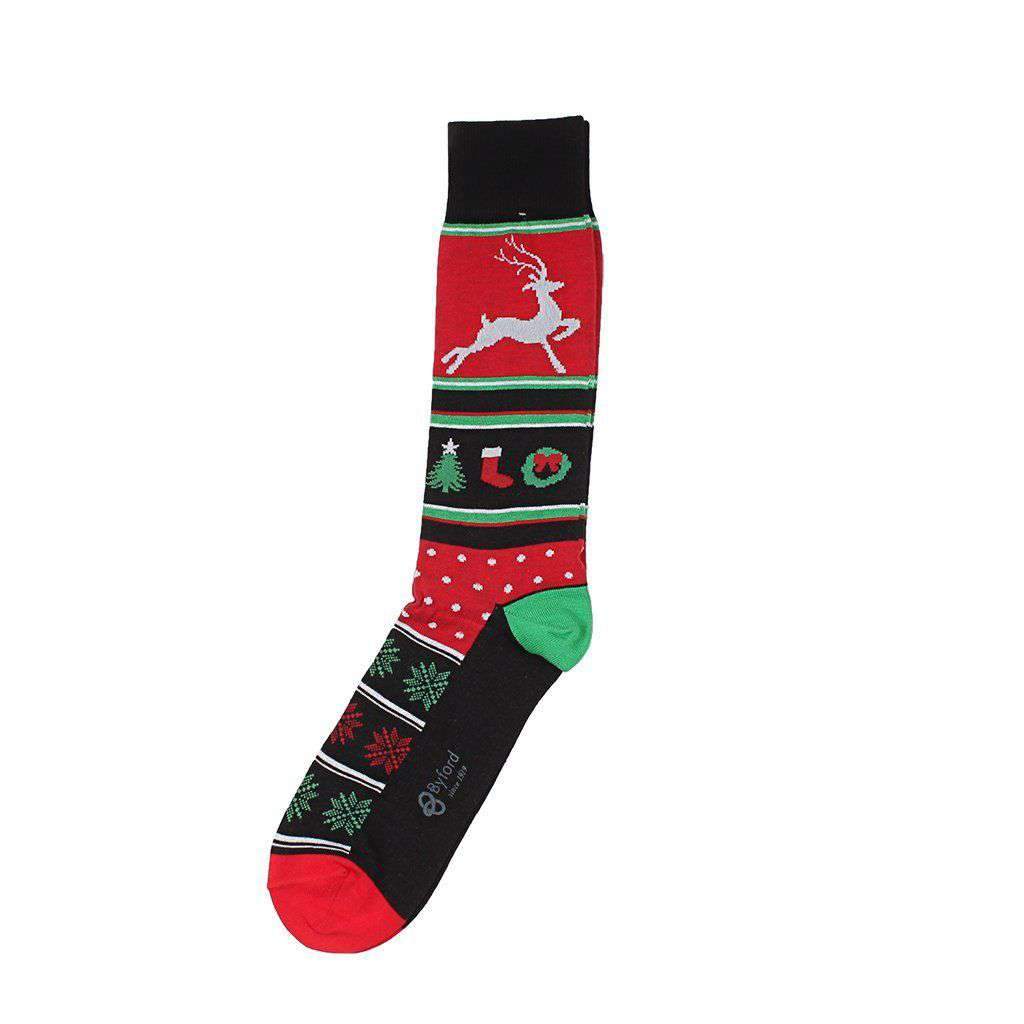 Christmas Motifs Socks in Black by Byford - Country Club Prep