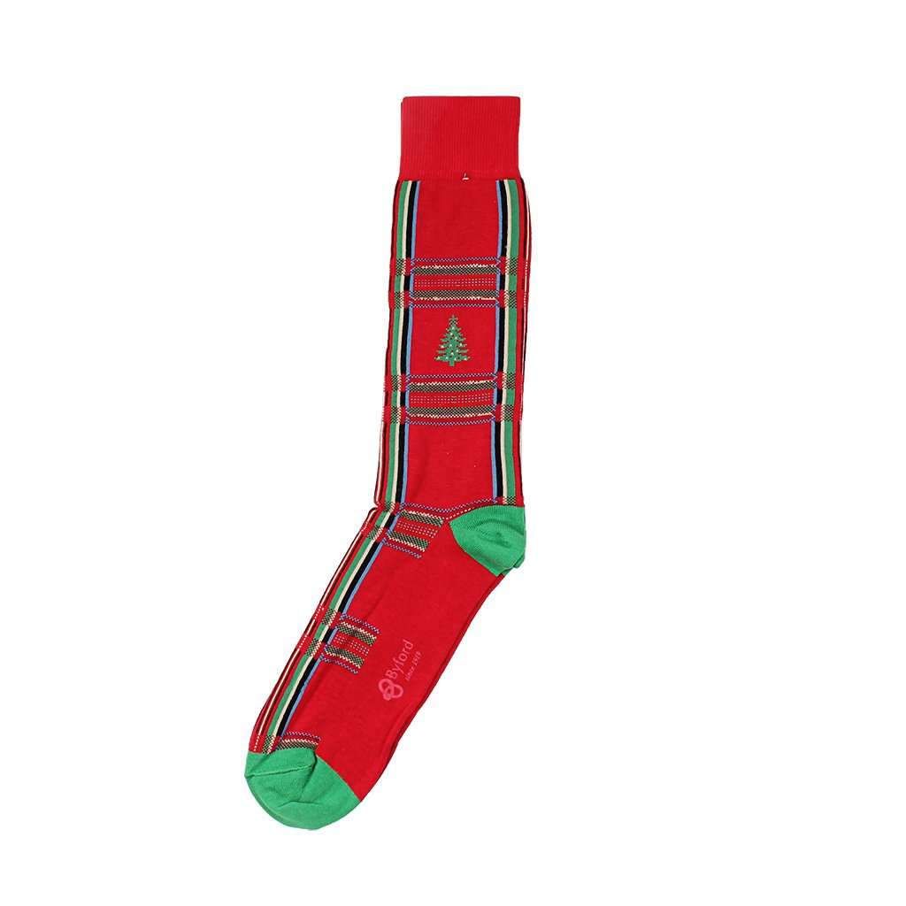 Royal Stewart Plaid Socks in Red by Byford - Country Club Prep
