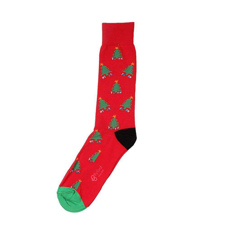 Christmas Trees Socks in Red by Byford - Country Club Prep