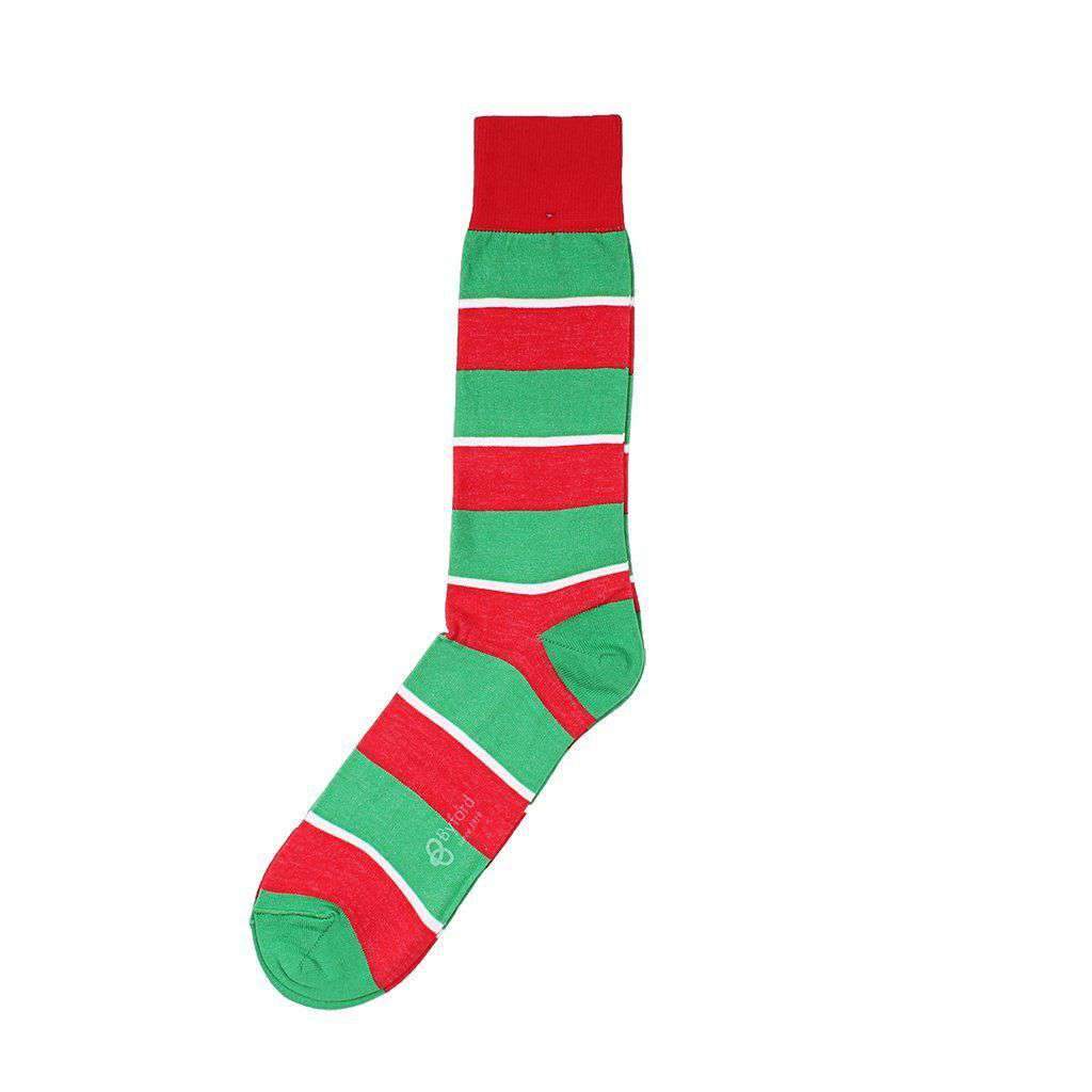 Christmas Regimental Stripe Socks in Red by Byford - Country Club Prep