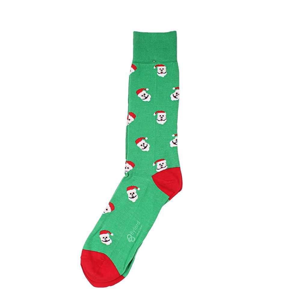 Jolly Santa Socks in Green by Byford - Country Club Prep