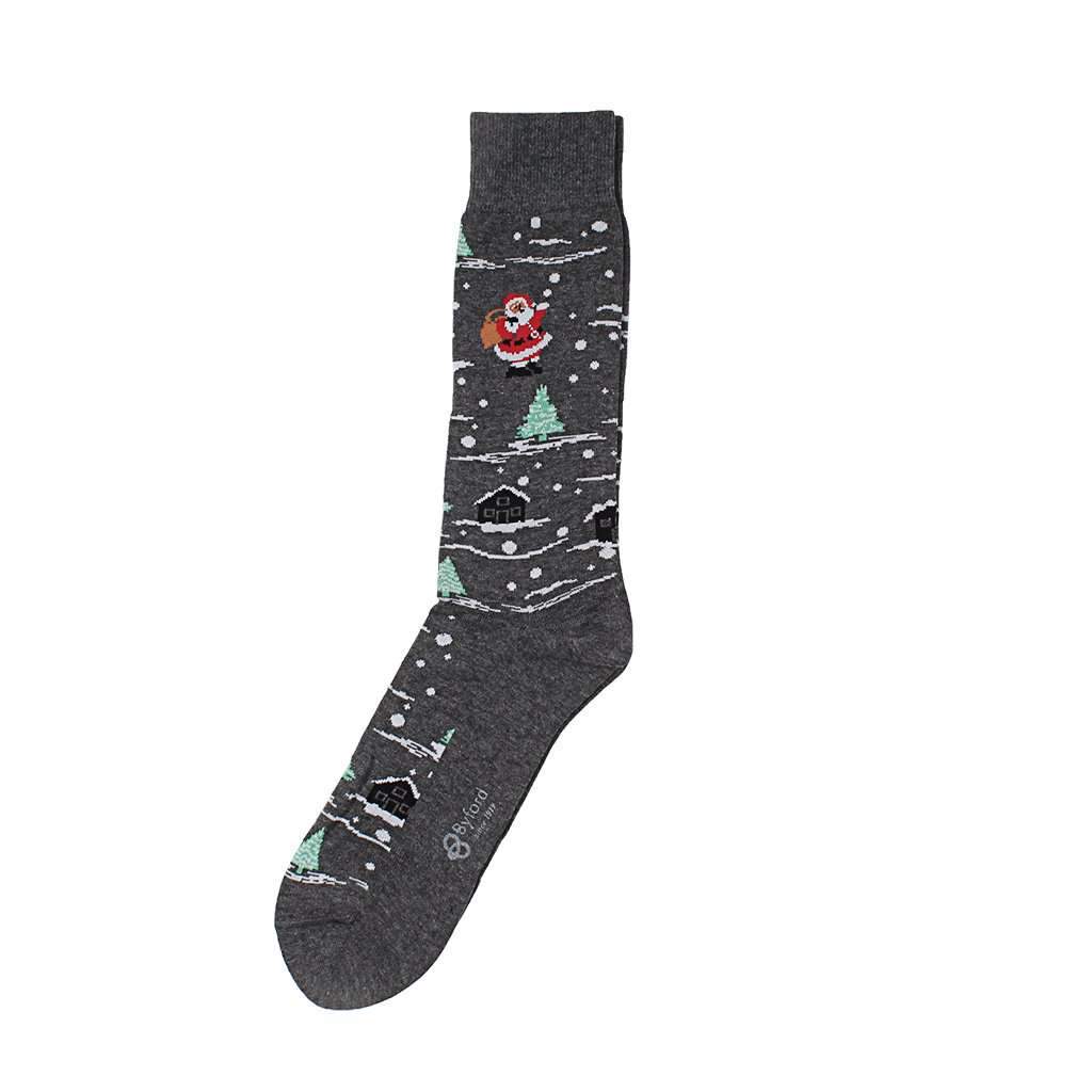 Santa's Village Socks in Charcoal by Byford - Country Club Prep