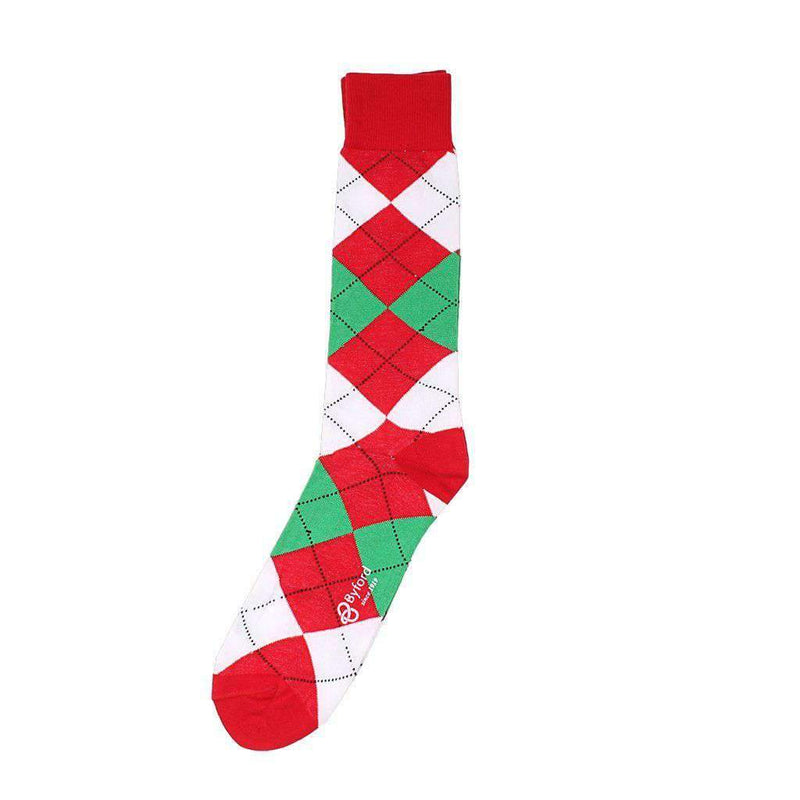 Christmas Argyle Socks in Red by Byford - Country Club Prep