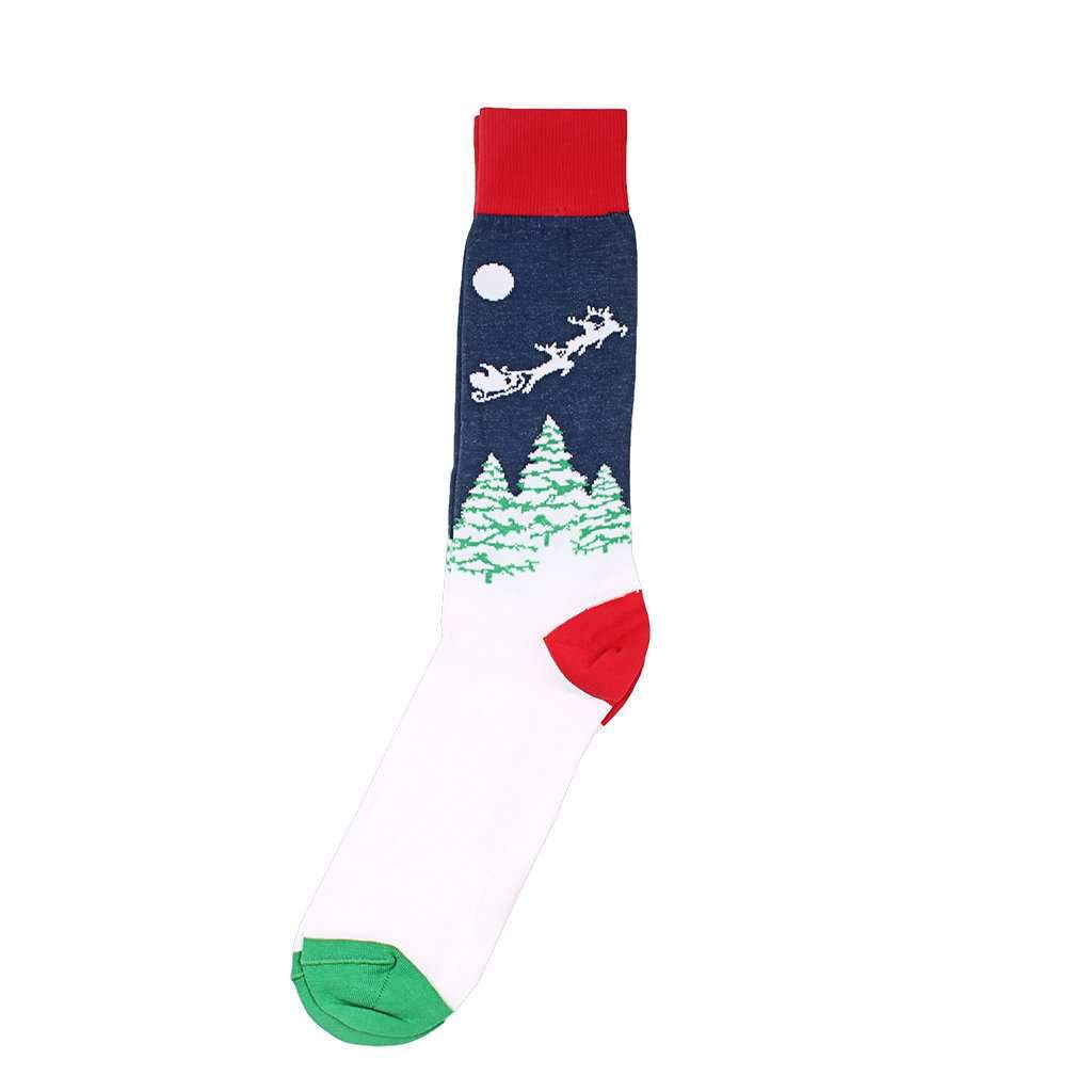 Santa's Sleigh Socks in Navy by Byford - Country Club Prep