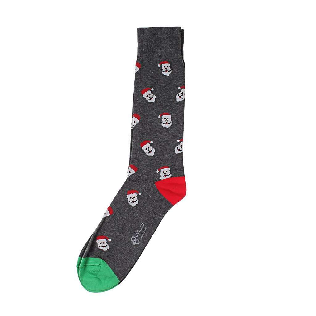 Jolly Santa Socks in Charcoal by Byford - Country Club Prep