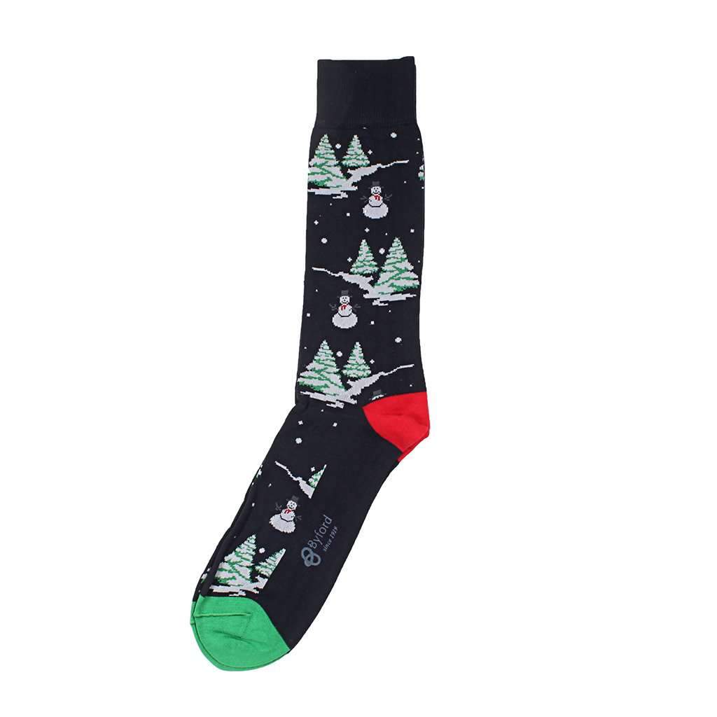 Snowman Socks in Navy by Byford - Country Club Prep