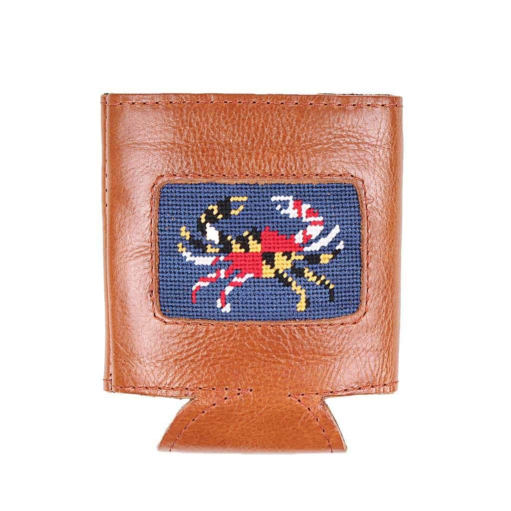 Maryland Flag Crab Needlepoint Can Cooler in Classic Navy by Smathers & Branson - Country Club Prep