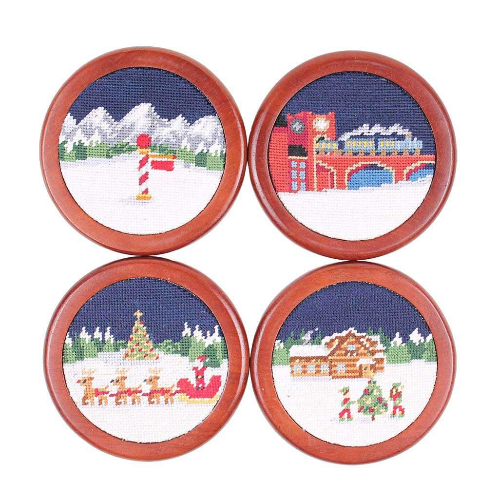 North Pole Needlepoint Coasters by Smathers & Branson - Country Club Prep