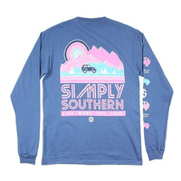 Long Sleeve Mountain Retro Tee in Moonrise by Simply Southern - Country Club Prep