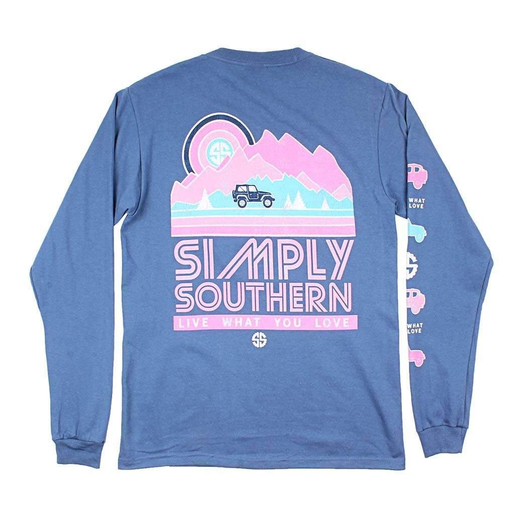 Long Sleeve Mountain Retro Tee in Moonrise by Simply Southern - Country Club Prep