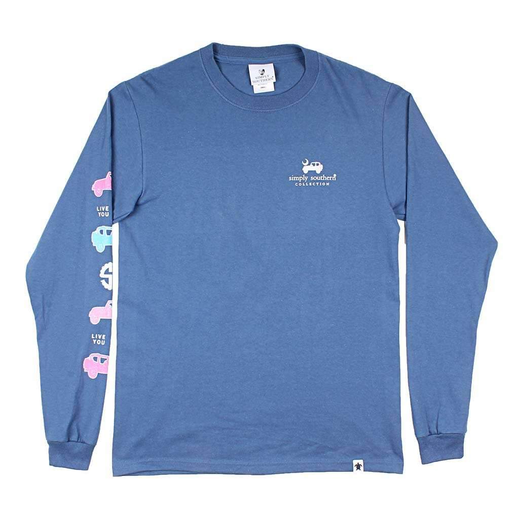 Long Sleeve Mountain Retro Tee in Moonrise by Simply Southern - Country Club Prep