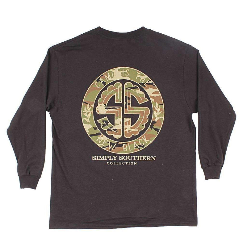 Youth Camo Tee in Black by Simply Southern - Country Club Prep