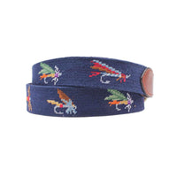 Fishing Flies Needlepoint Belt by Smathers & Branson - Country Club Prep