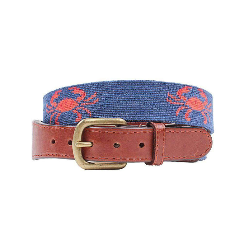 Coral Crab Needlepoint Belt by Smathers & Branson - Country Club Prep