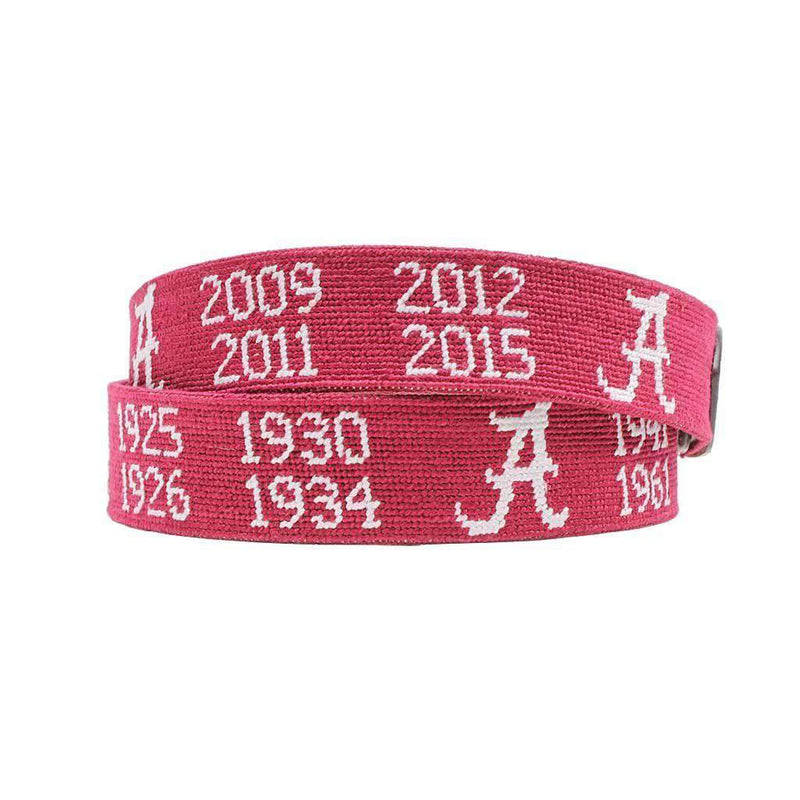 Alabama National Championship Needlepoint Belt by Smathers & Branson - Country Club Prep