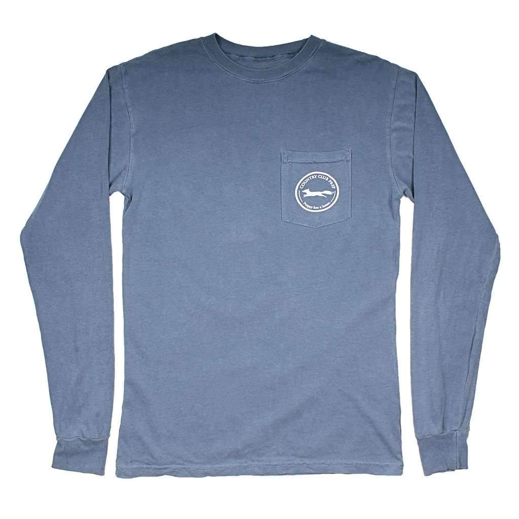 Long Sleeve Whiskey Flag Tee in Blue Jean by Country Club Prep - Country Club Prep