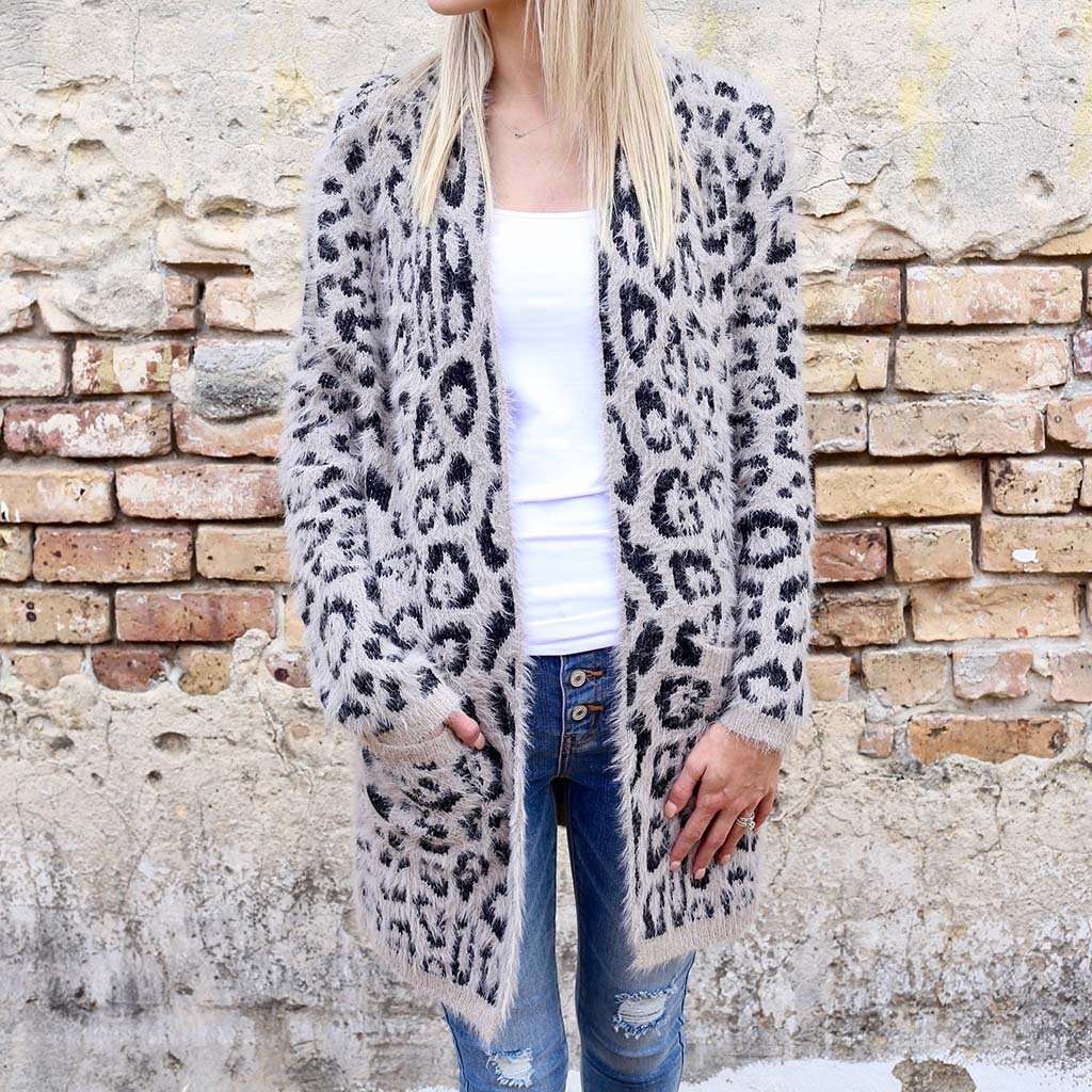 Lennox Leopard Fuzzy Knit Long Cardigan by Caroline Hill - Country Club Prep