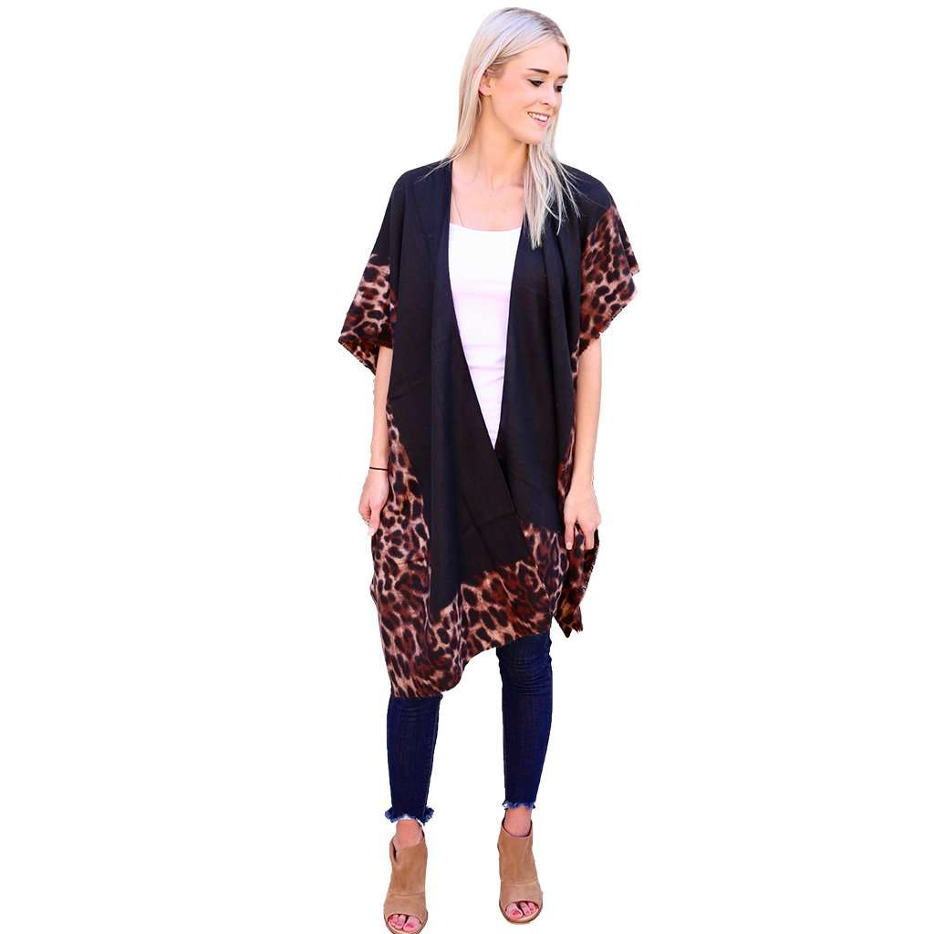 Lyndi Leopard Cozy Flannel Kimono by Caroline Hill - Country Club Prep